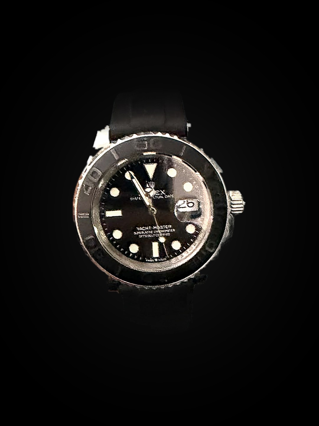 Rolex Yacht-Master, black dial, rubber strap